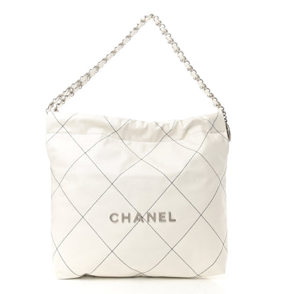 Chanel Shiny Calfskin Quilted Small Chanel 22 White 3 of 12