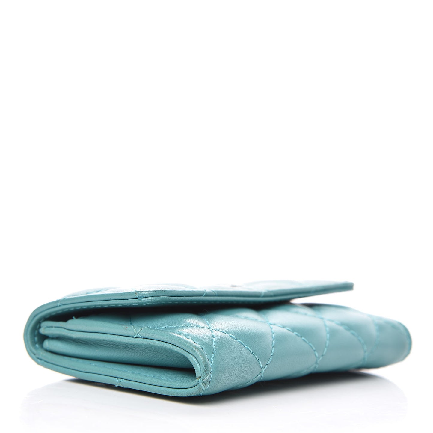 Lambskin Quilted Card Holder Turquoise