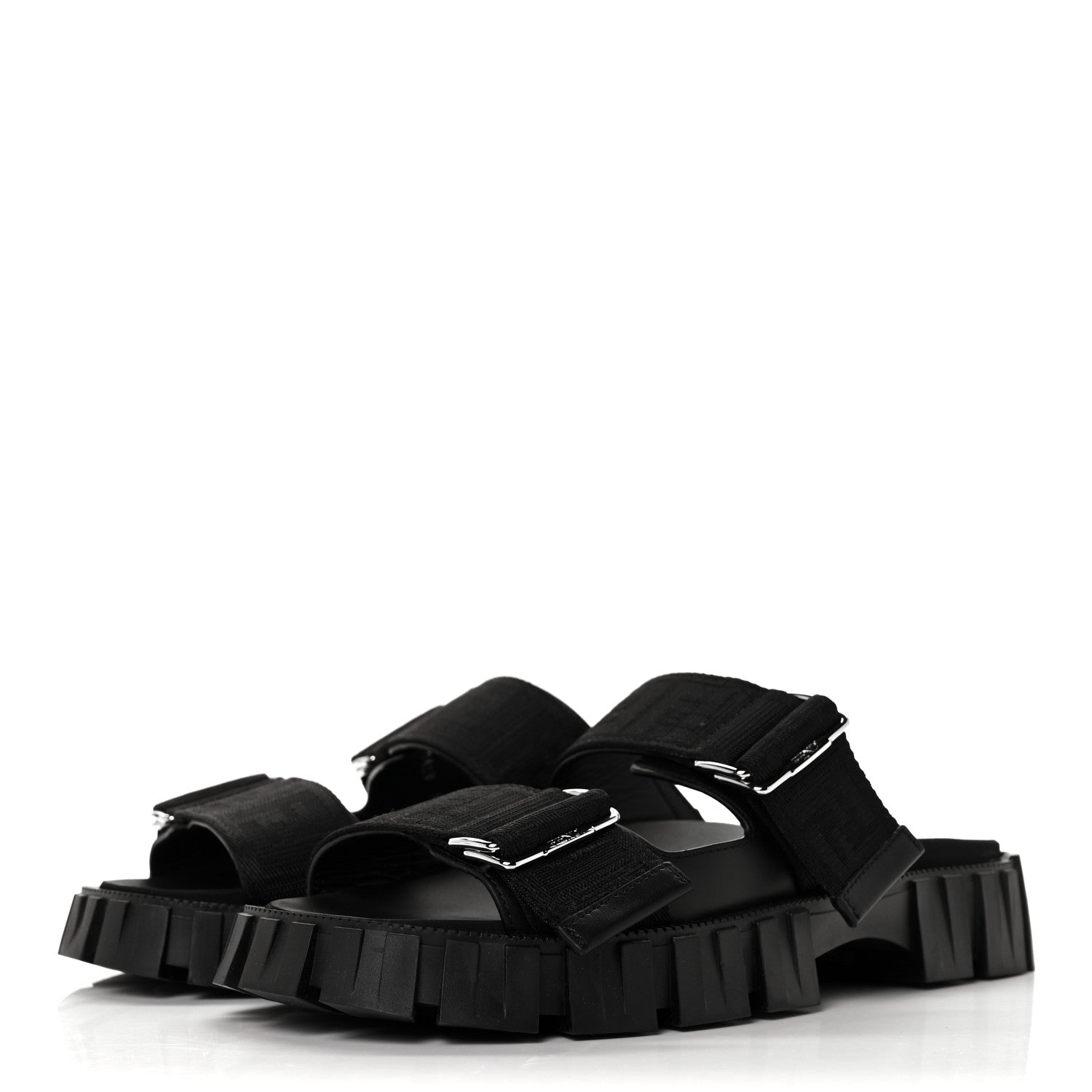 Fendi Fabric FF Mens Fendi Force Lug Sole Sandals 6 Black 3 of 9