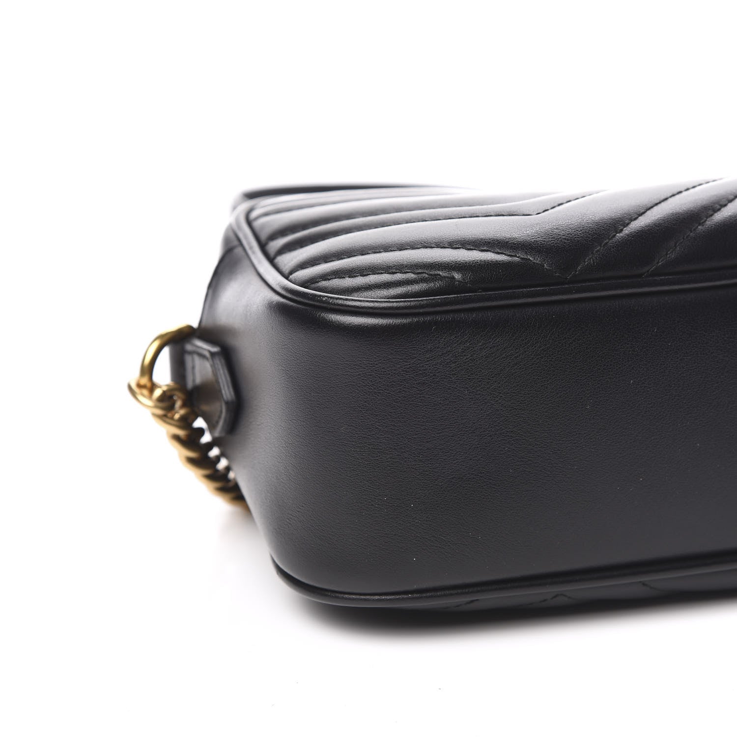 Gucci Calfskin Matelasse Small GG Marmont Chain Shoulder Bag Black 8 of 10