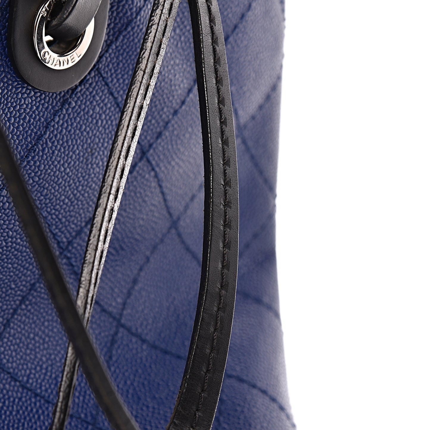Grained Calfskin Shopping Fever Tote Blue