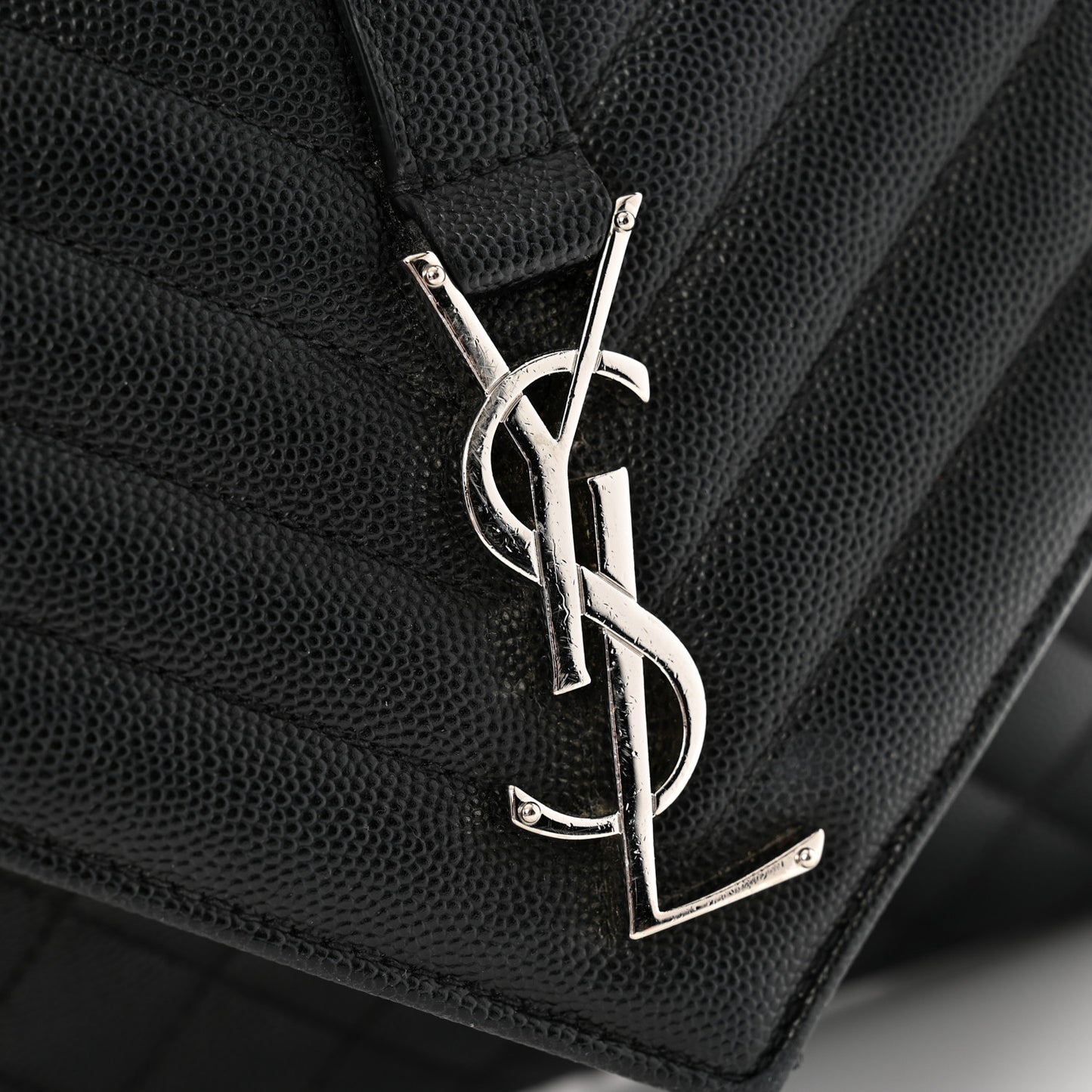 Grain De Poudre Textured Mixed Matelasse Triquilt Medium Monogram Satchel Black