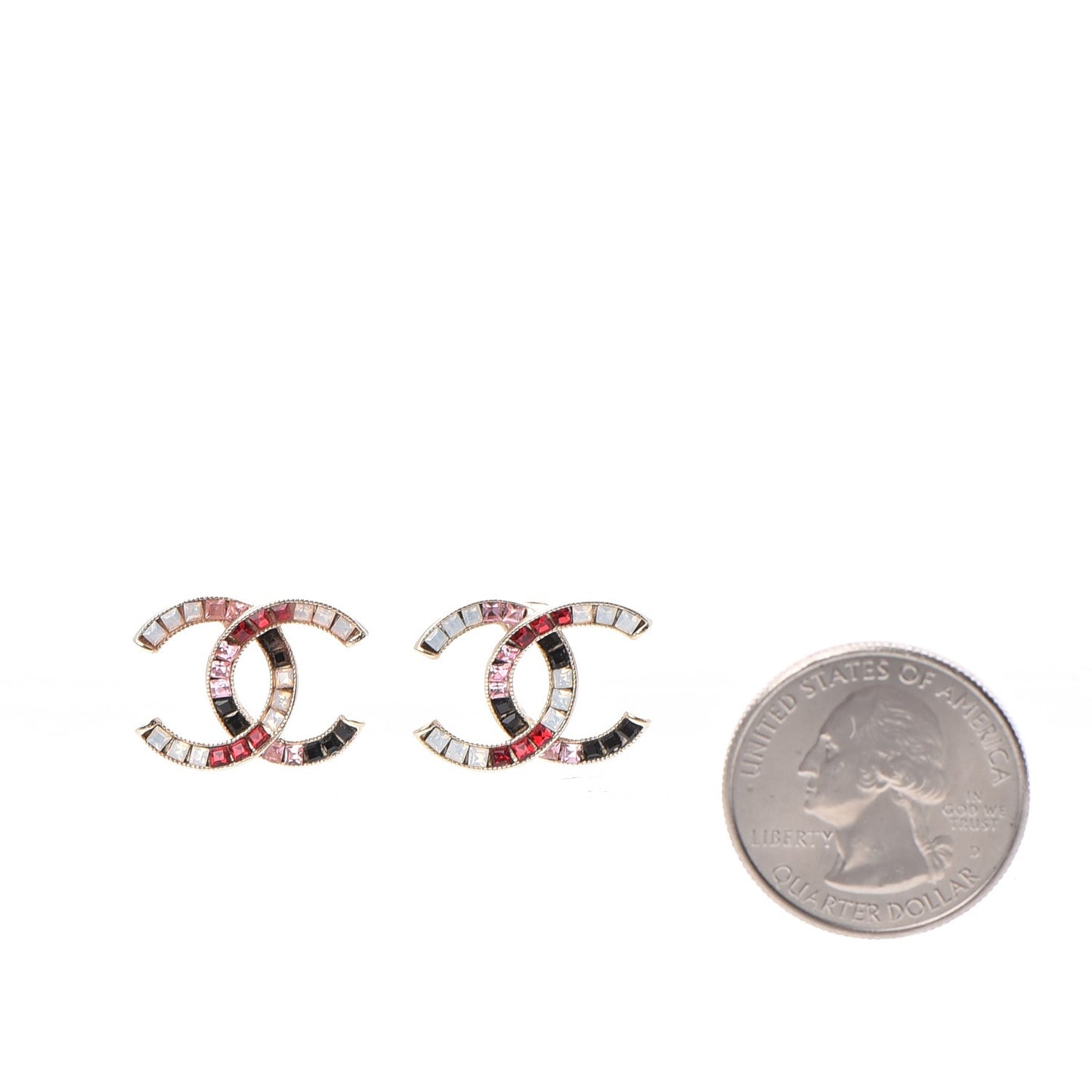 Crystal Baguette CC Earrings Gold Multicolor