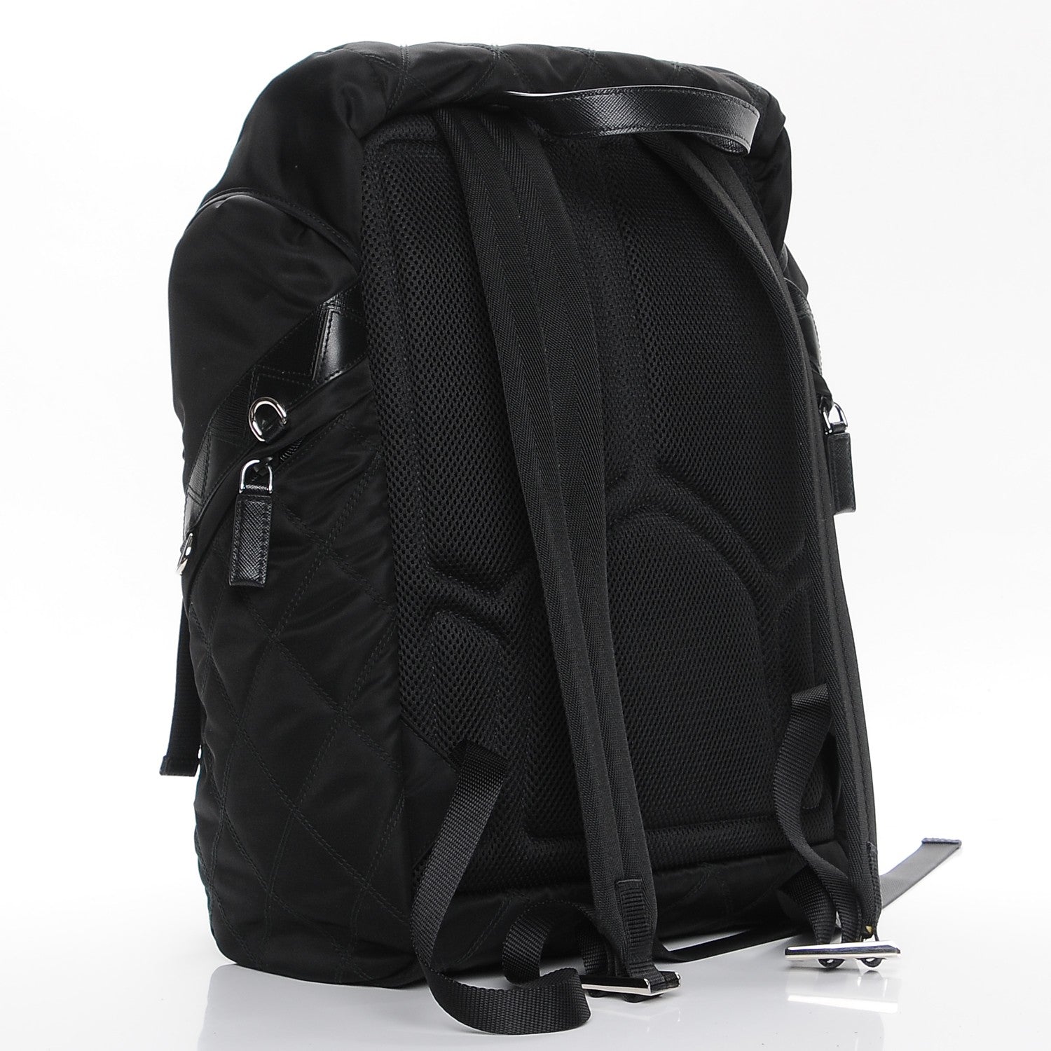 Prada Nylon Impunturato Double Buckle Backpack Black 3 of 9