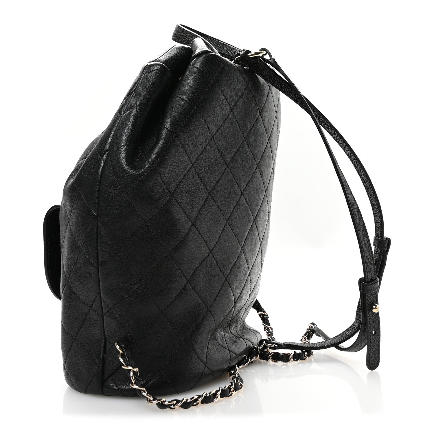 Chanel Sheepskin Caviar Quilted Daily Round Backpack Black 3 of 10