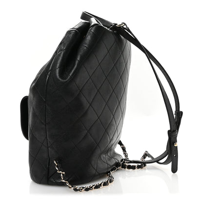 Chanel Sheepskin Caviar Quilted Daily Round Backpack Black 3 of 10