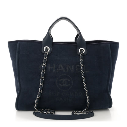 Chanel Mixed Fibers Calfskin Medium Deauville Tote Dark Blue 1 of 13