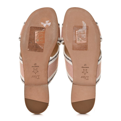 Christian Dior Canvas Rose Mutabilis Embroidered Dway Criss Cross Slide Sandals 37 Multicolor 5 of 8
