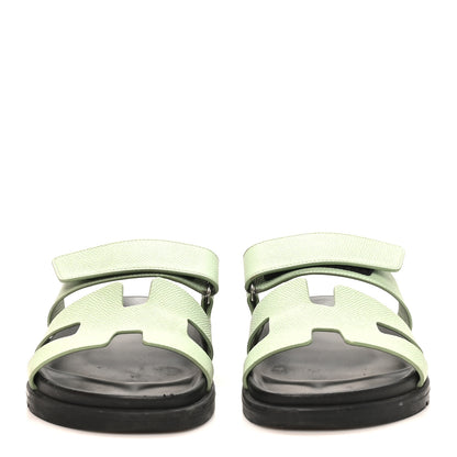Hermes Epsom Womens Chypre Sandals 37 Vert Jade 3 of 10
