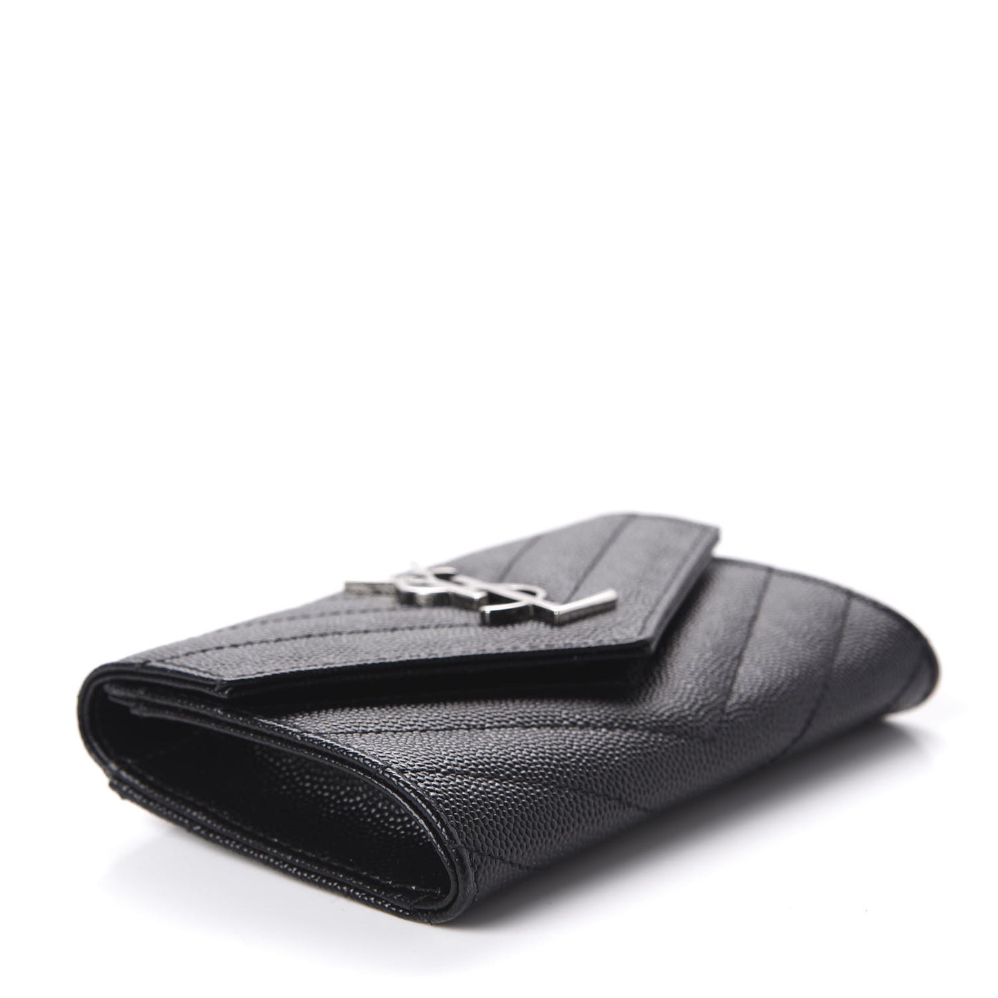 Grain De Poudre Matelasse Chevron Small Monogram Envelope Wallet Black