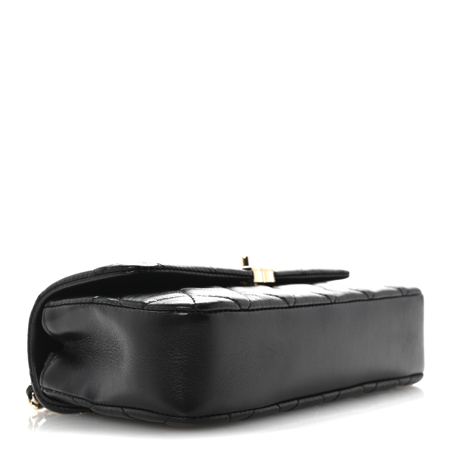 Chanel Lambskin Quilted Rectangular Phone Holder Clutch With Chain Black 4 of 11
