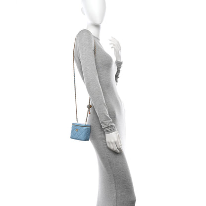Chanel Lambskin Quilted Pearl Crush Mini Vanity Case With Chain Light Blue 2 of 12
