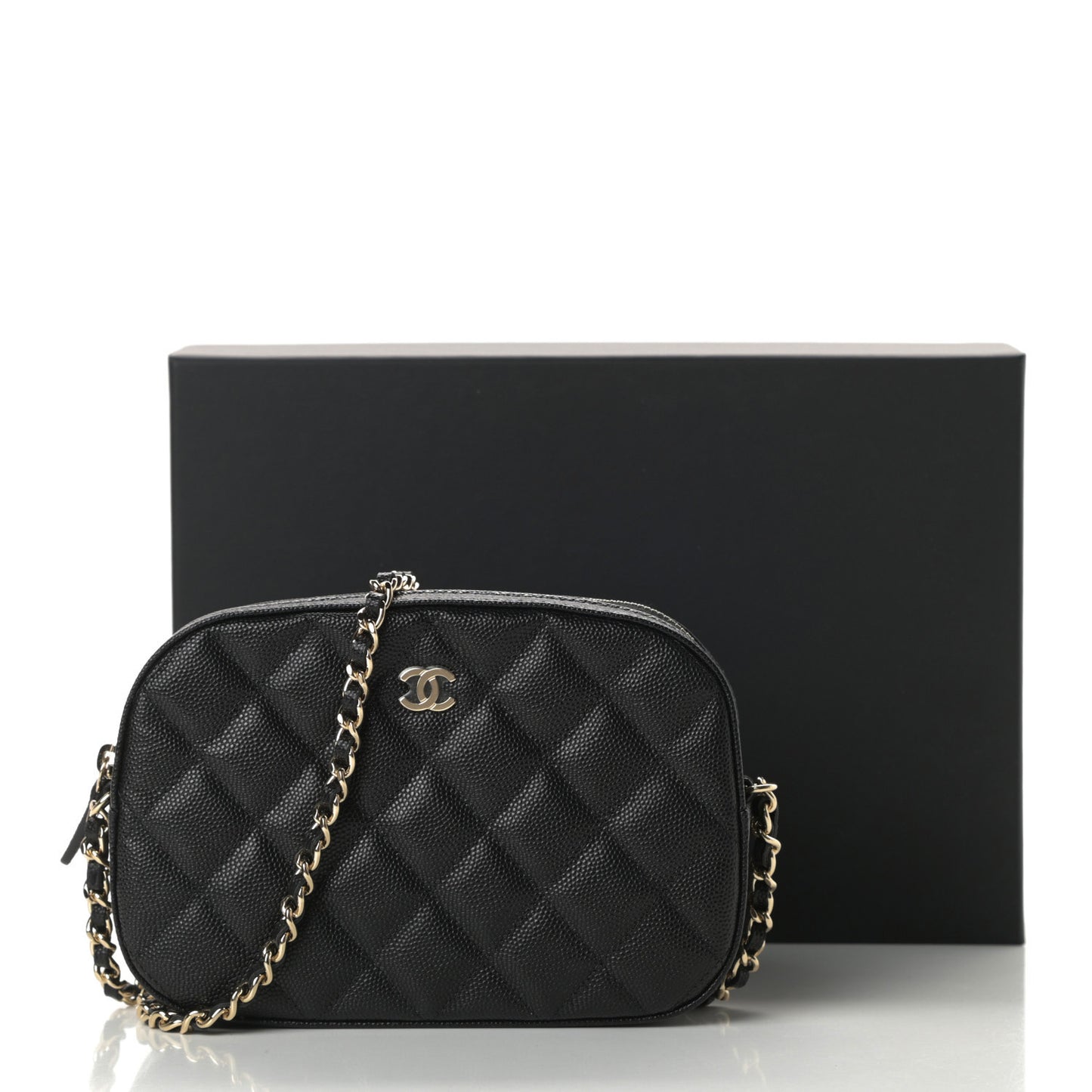 Caviar Quilted Vanity With Chain Black
