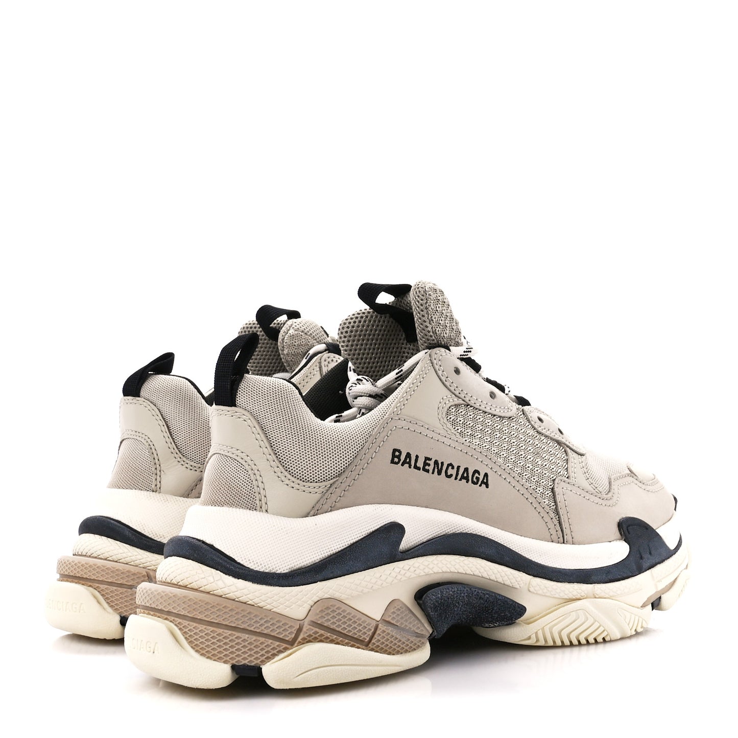 Fabric Mesh Womens Triple S Sneakers 40 Beige Black