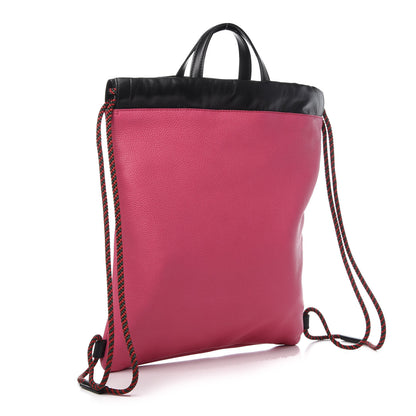 Gucci Grained Calfskin Logo Drawstring Backpack Box Pink Green Black 3 of 12