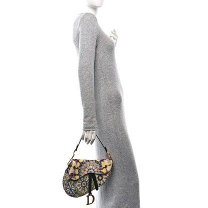 Christian Dior Canvas Embroidered Kaleidiorscopic Saddle Bag Multicolor 2 of 9