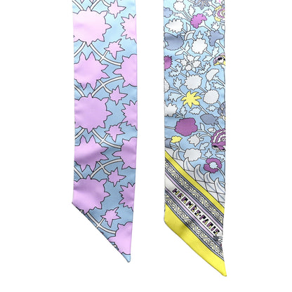 Hermes Silk Tapis Persans Twilly Rose Gris Bleuete Jaune Soufre 2 of 4