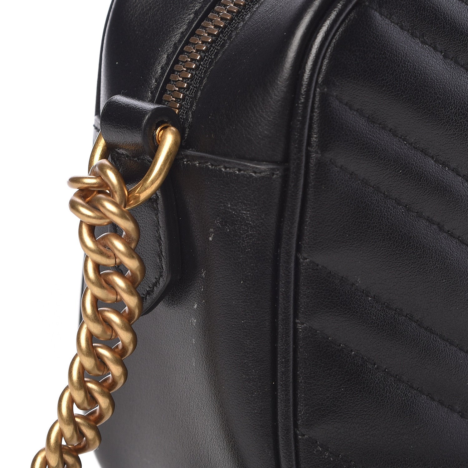 Gucci Calfskin Matelasse Small GG Marmont Chain Shoulder Bag Black 12 of 12