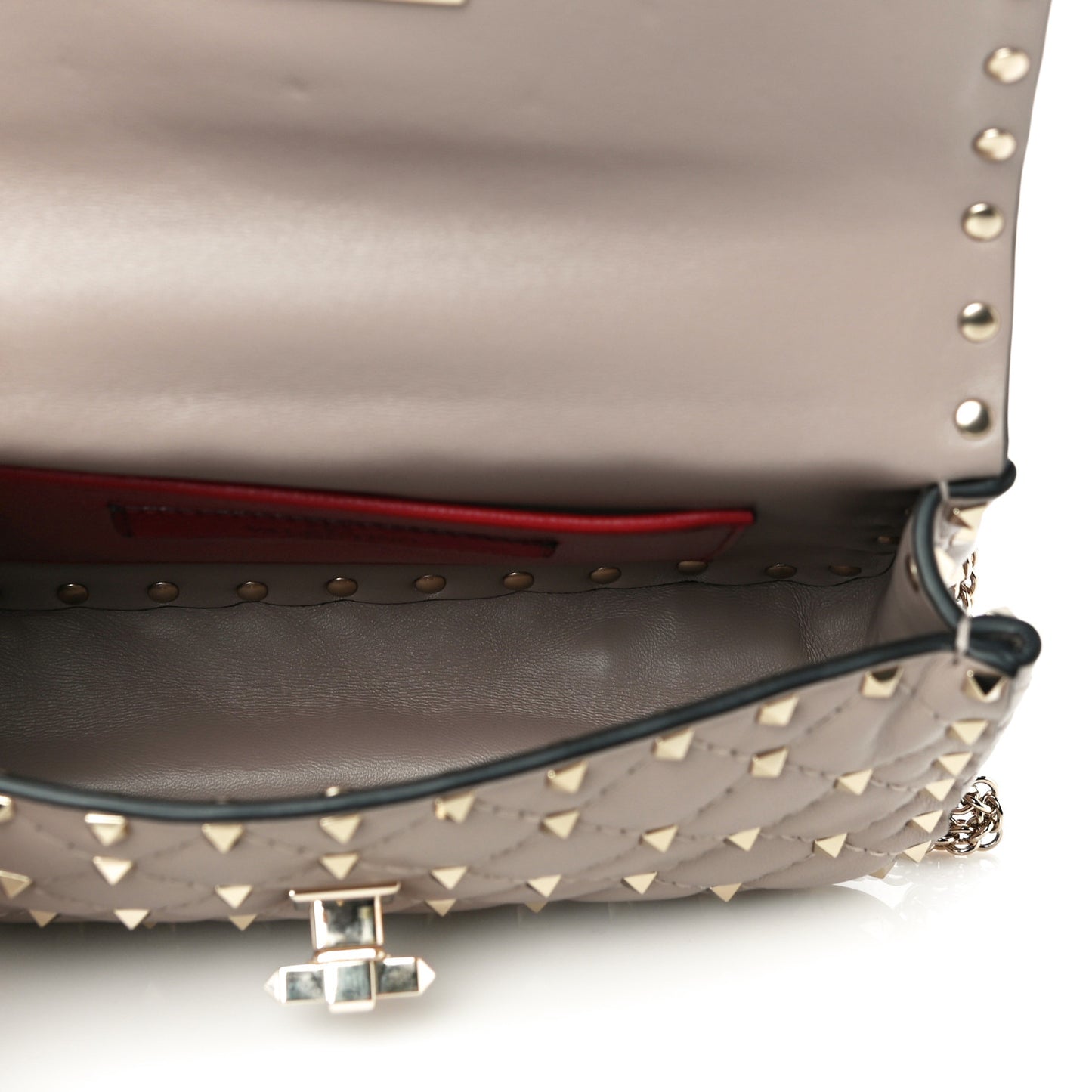 Nappa Small Rockstud Spike Shoulder Bag Poudre