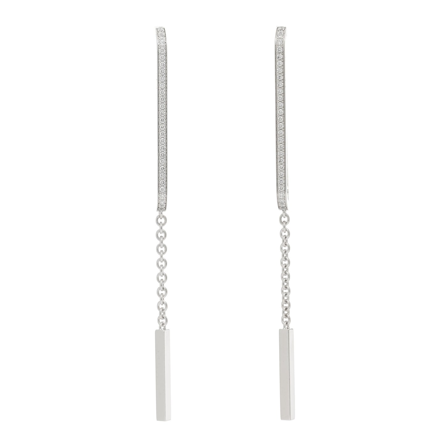 18K White Gold Diamond Ever Chaine D'Ancre Enchainee Earrings
