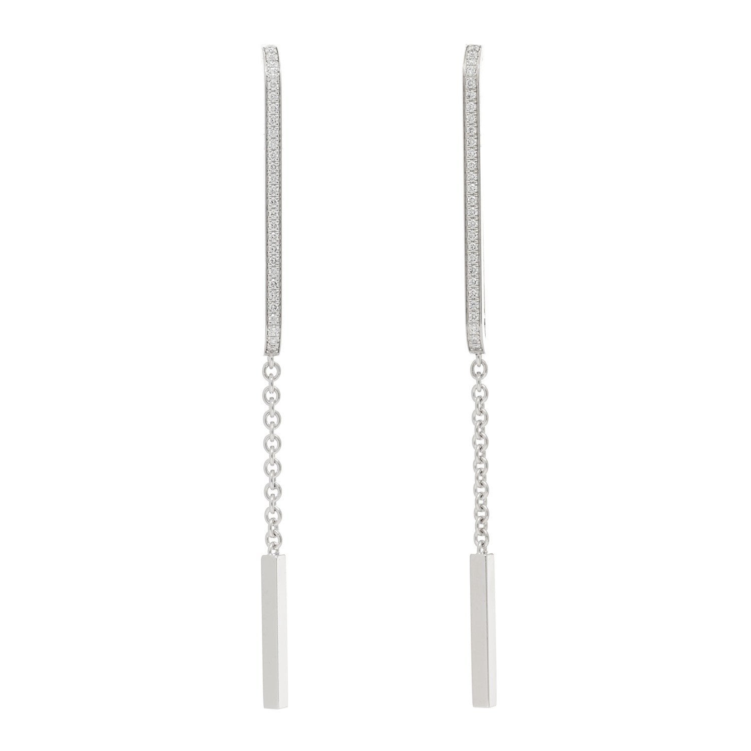Hermes 18K White Gold Diamond Ever Chaine D'Ancre Enchainee Earrings 1 of 7