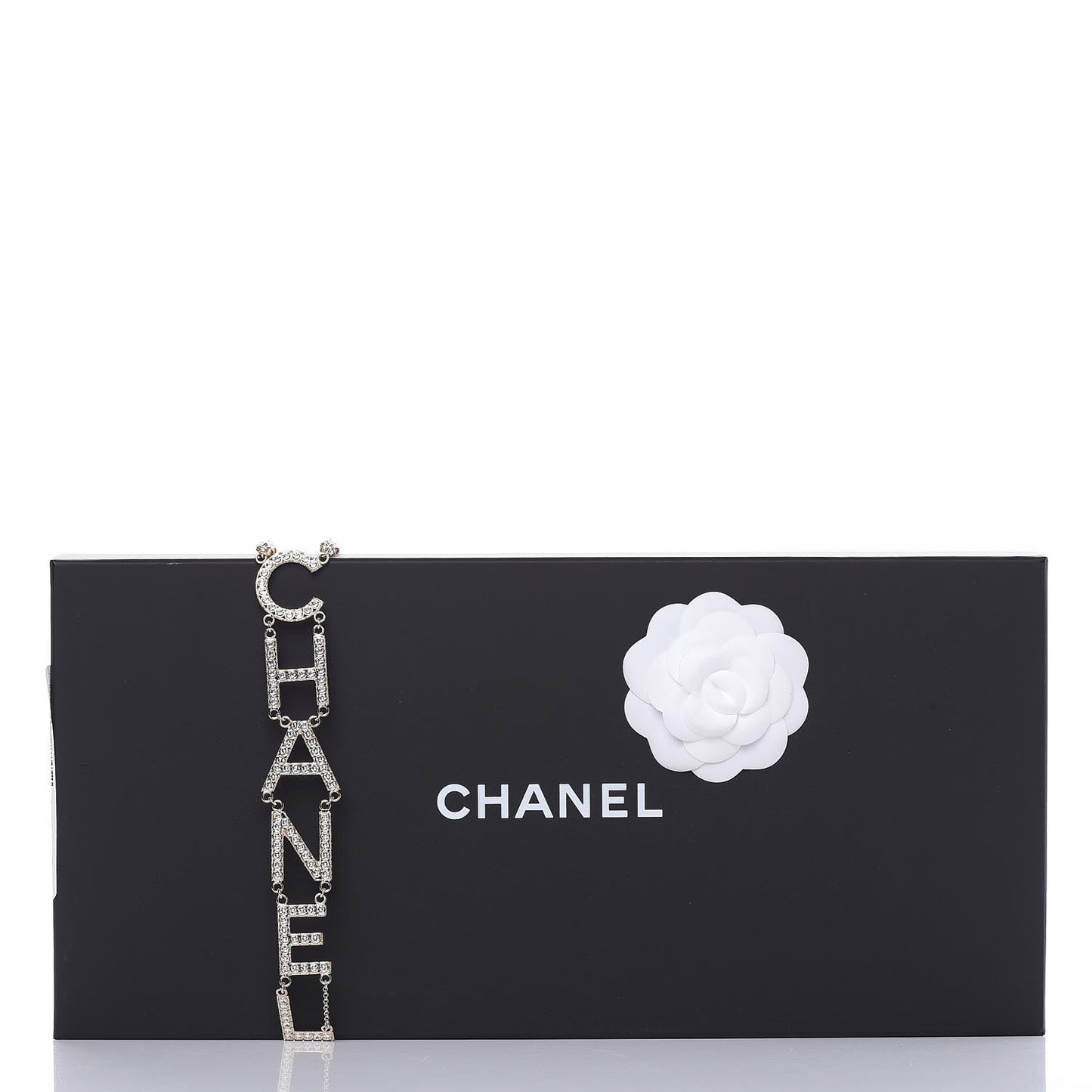 Metal Crystal Cha-Nel Logo Necklace Gold