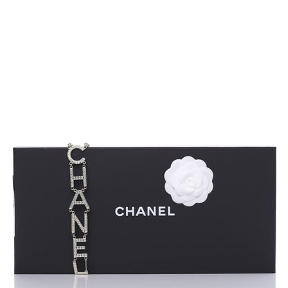 Chanel Metal Crystal Cha-Nel Logo Necklace Gold 6 of 6