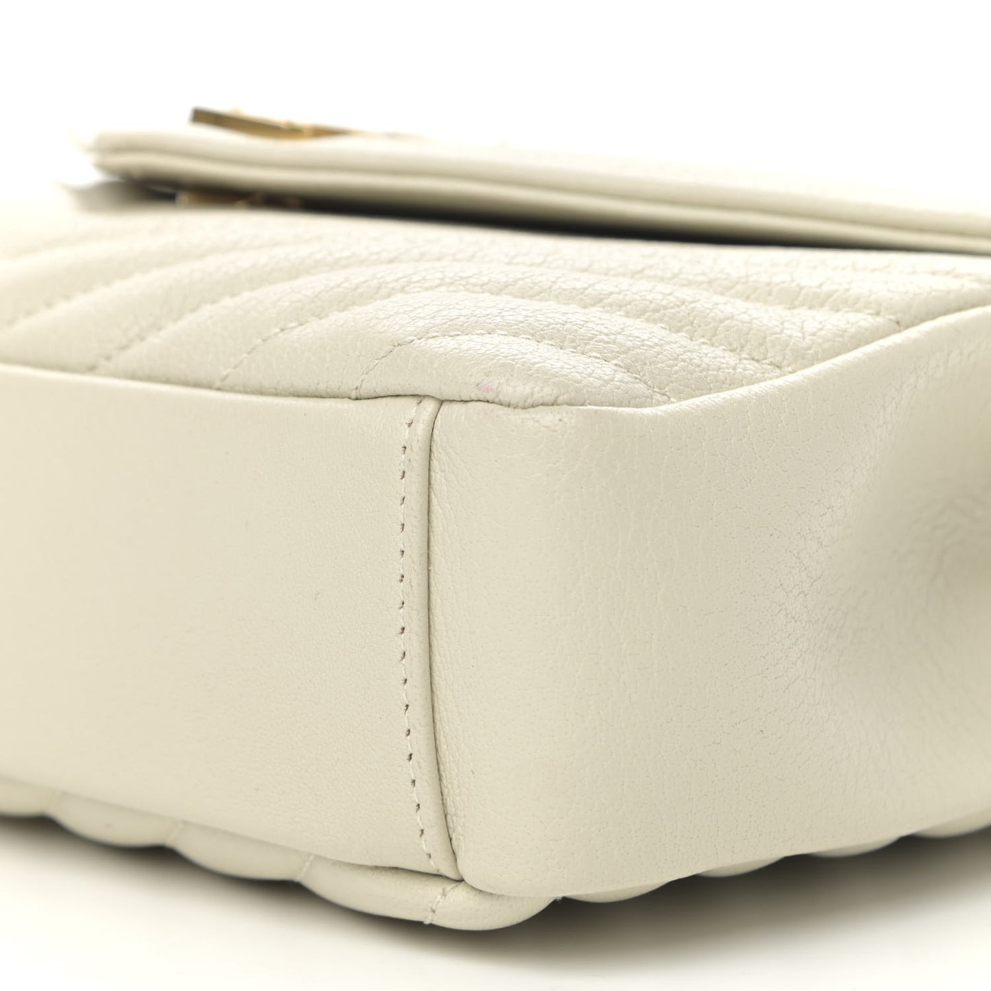 Sheepskin Matelasse Chevron Monogram Medium College Bag Vintage Blanc
