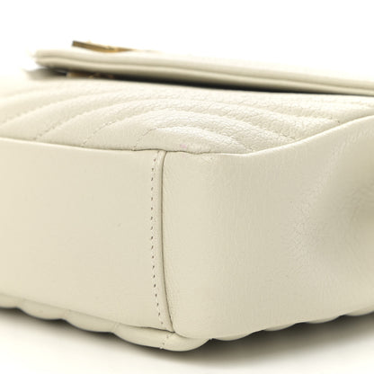 Saint Laurent Sheepskin Matelasse Chevron Monogram Medium College Bag Vintage Blanc 11 of 13