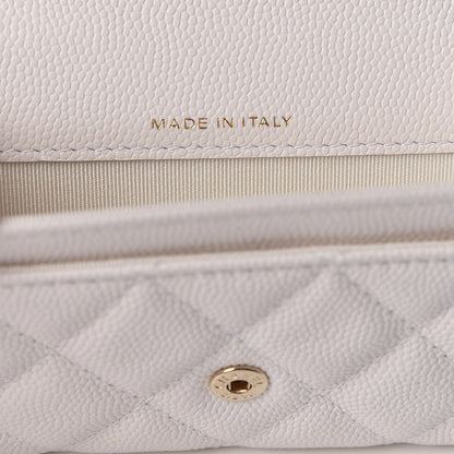 Chanel Caviar Quilted Flap Card Holder Wallet White 6 of 10