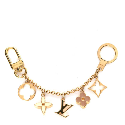 Louis Vuitton Brass Enamel Fleur De Monogram Bag Charm Chain Gold 1 of 3