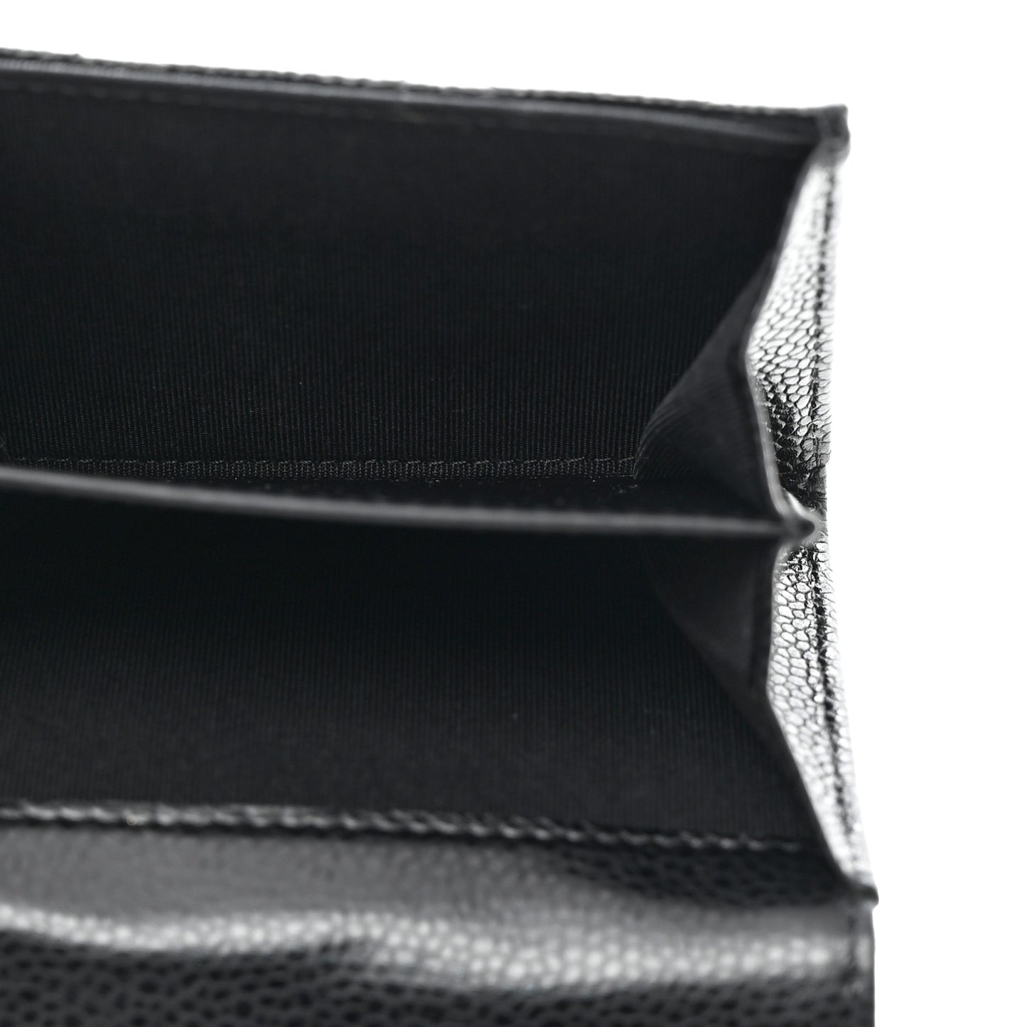 Caviar Quilted Flap Card Holder Wallet Black