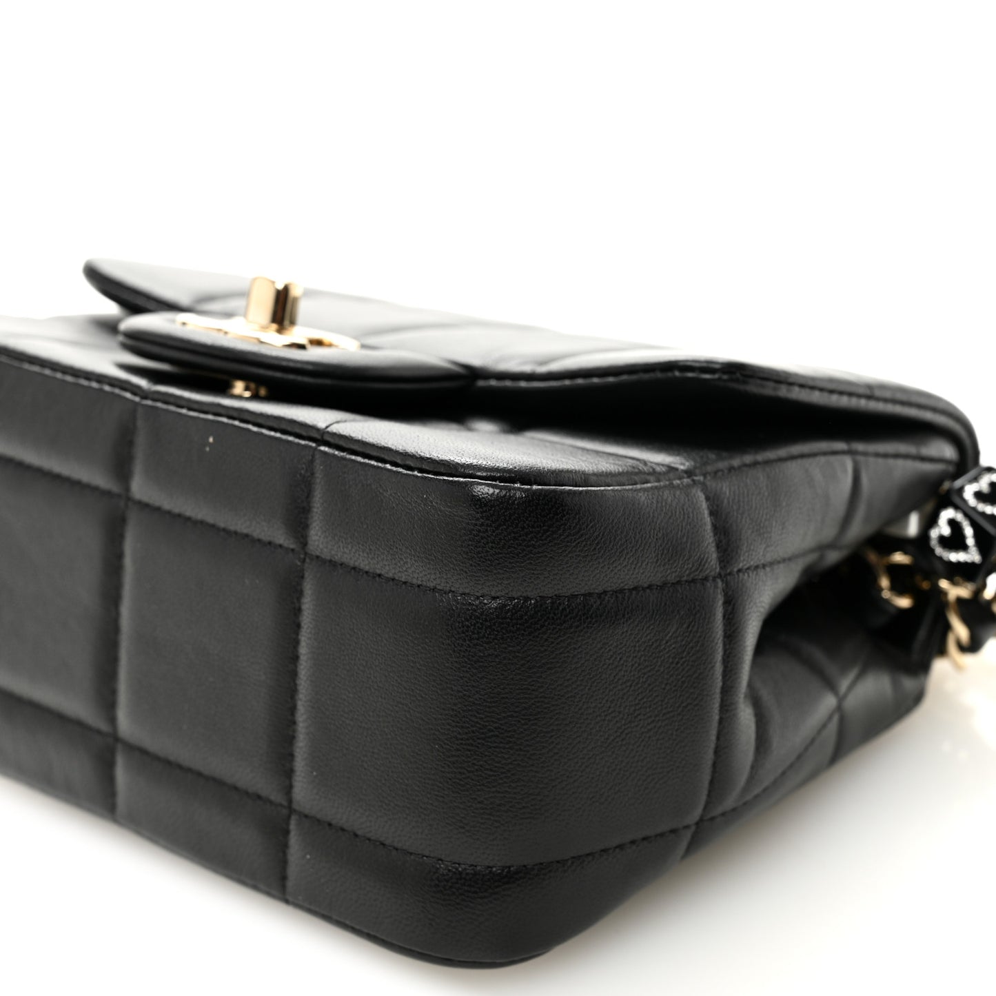 Lambskin Resin Crystal Square Quilted Mini Monacoco Flap Black
