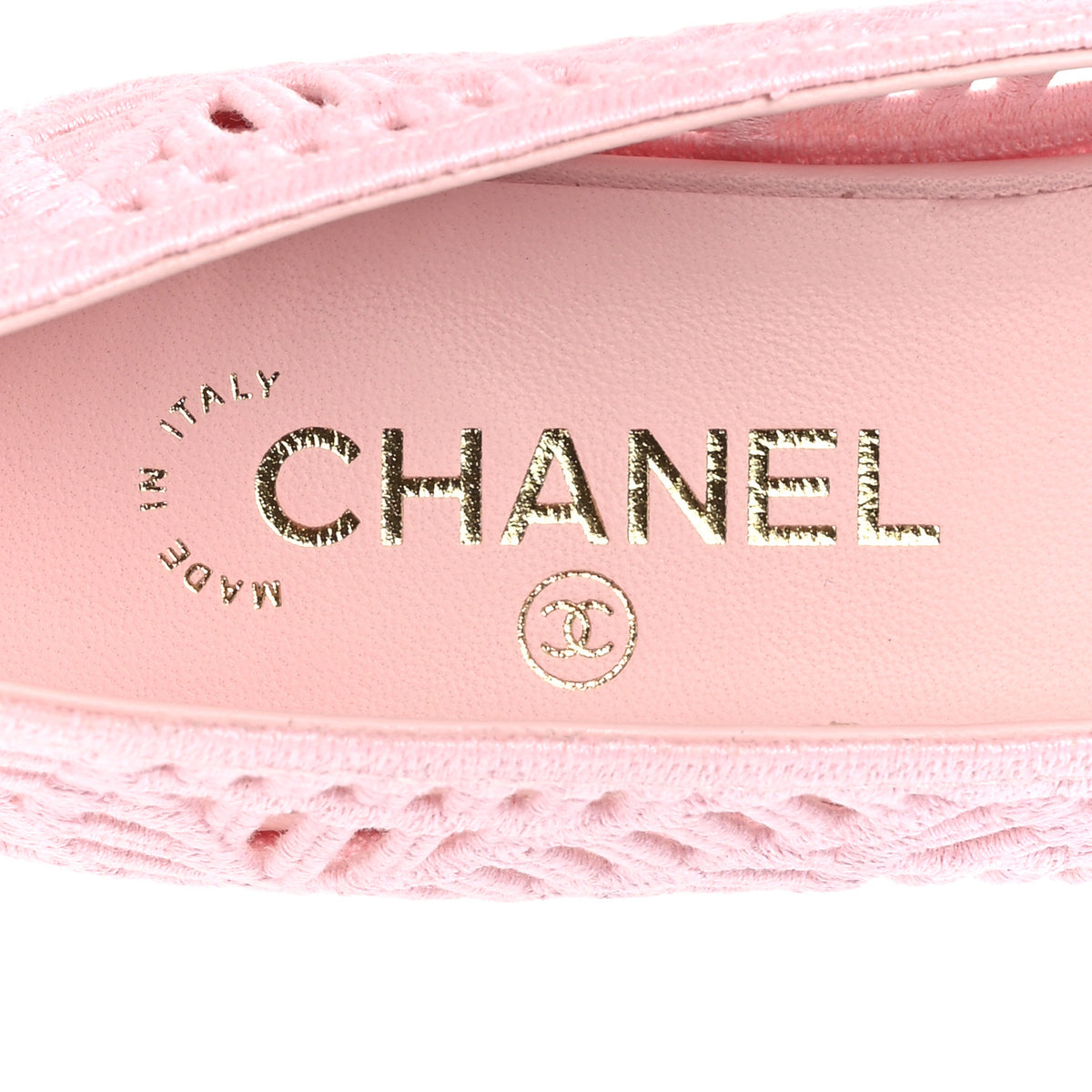 Cotton Embroidered Cap Toe Ballet Flats 39.5 Light Pink