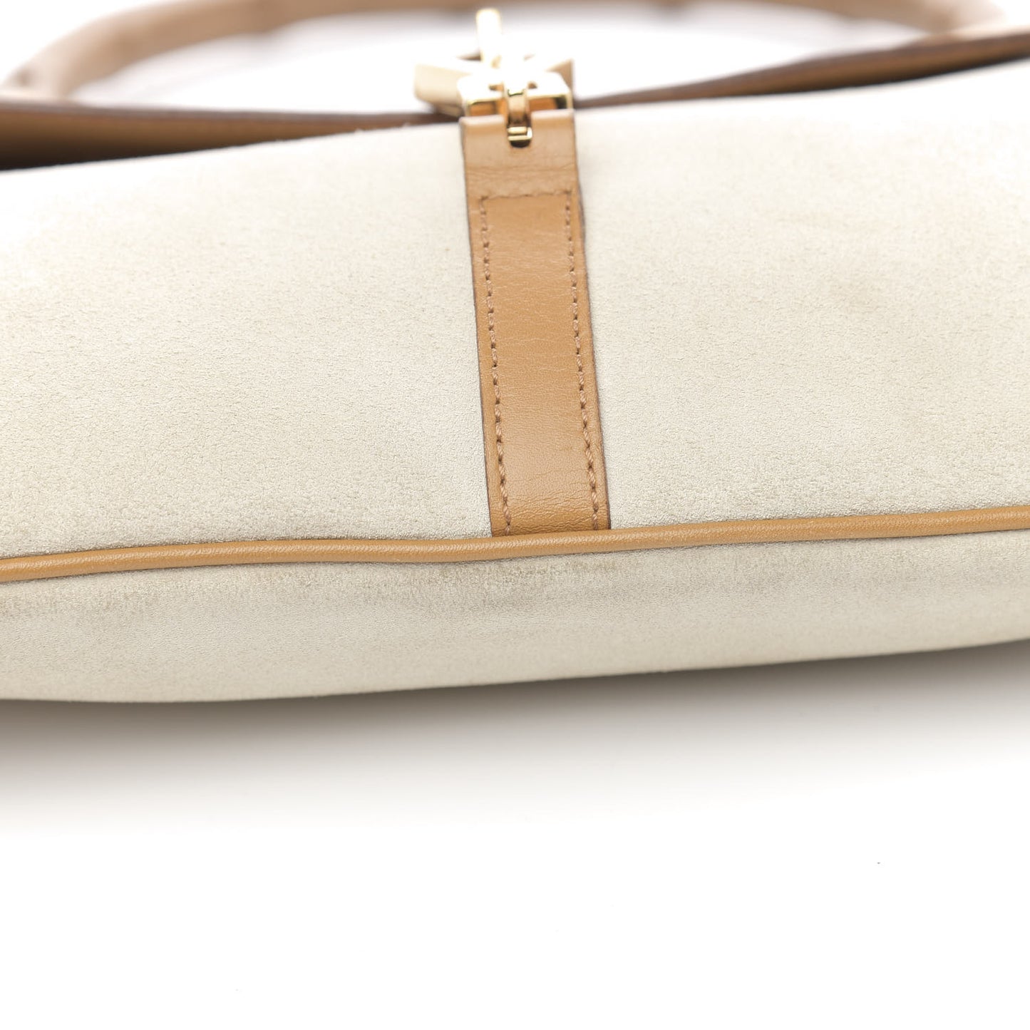 Suede Calfskin Bamboo Handle Jackie O Hobo Beige