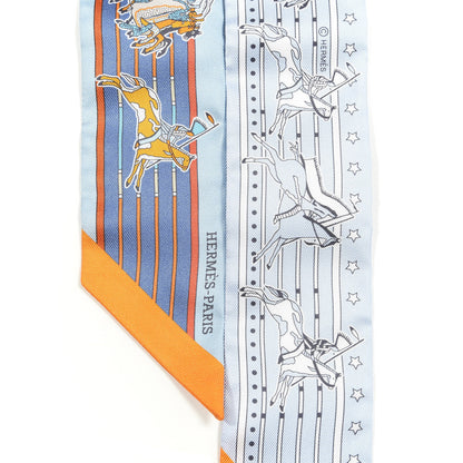 Hermes Silk Pani La Shar Pawnee Twilly Ciel Orange White 4 of 5