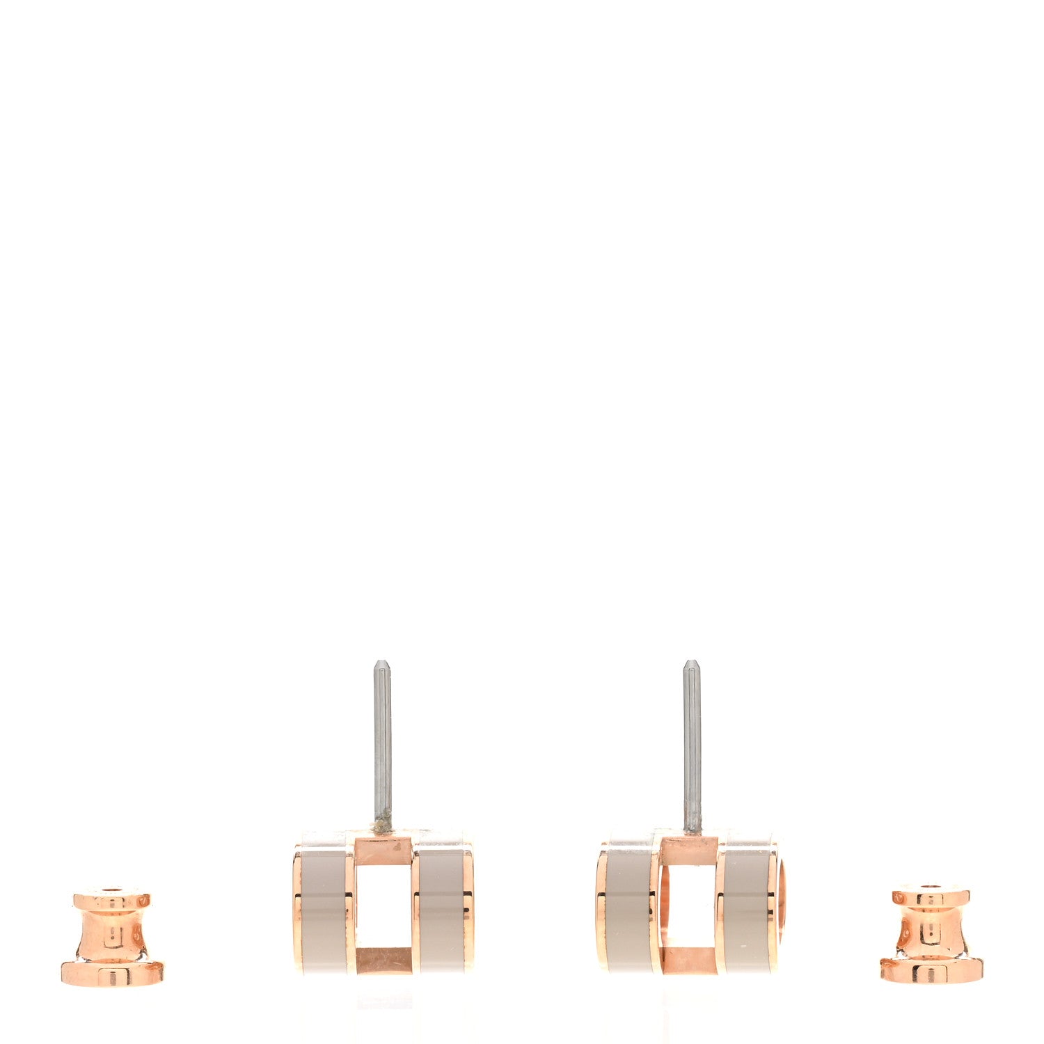 Hermes Rose Gold Lacquered Mini Pop H Earrings Marron Glace 3 of 6