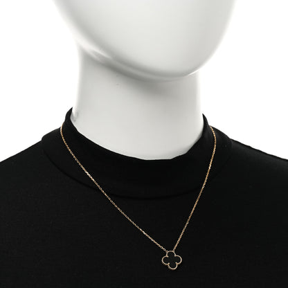 Van Cleef & Arpels 18K Yellow Gold Black Onyx Vintage Alhambra Pendant Necklace 2 of 5