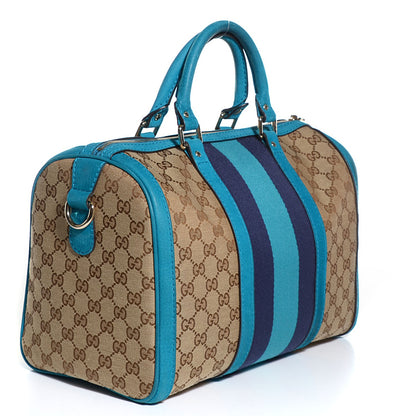 Gucci Monogram Vintage Web Medium Boston Teal 3 of 10