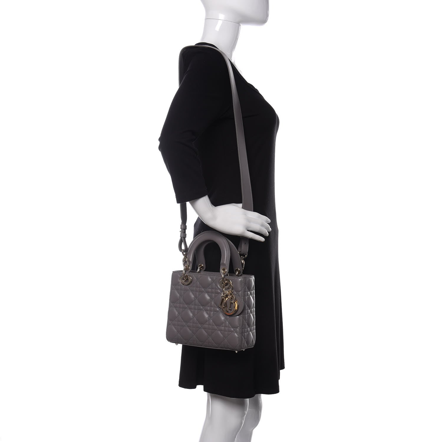 Christian Dior Lambskin Cannage Small My ABCDior Lady Dior Grey 2 of 9