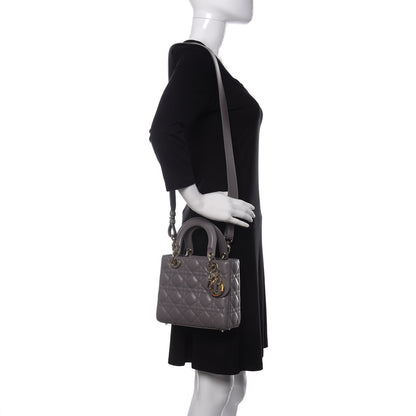 Christian Dior Lambskin Cannage Small My ABCDior Lady Dior Grey 2 of 9