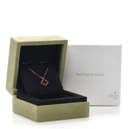 Van Cleef & Arpels 18K Rose Gold Carnelian Sweet Alhambra Pendant Necklace 6 of 6