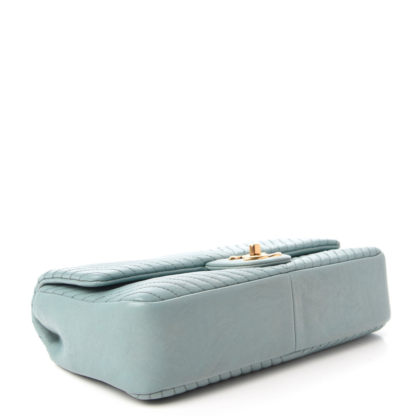 Calfskin Surpique Chevron Medium Flap Blue