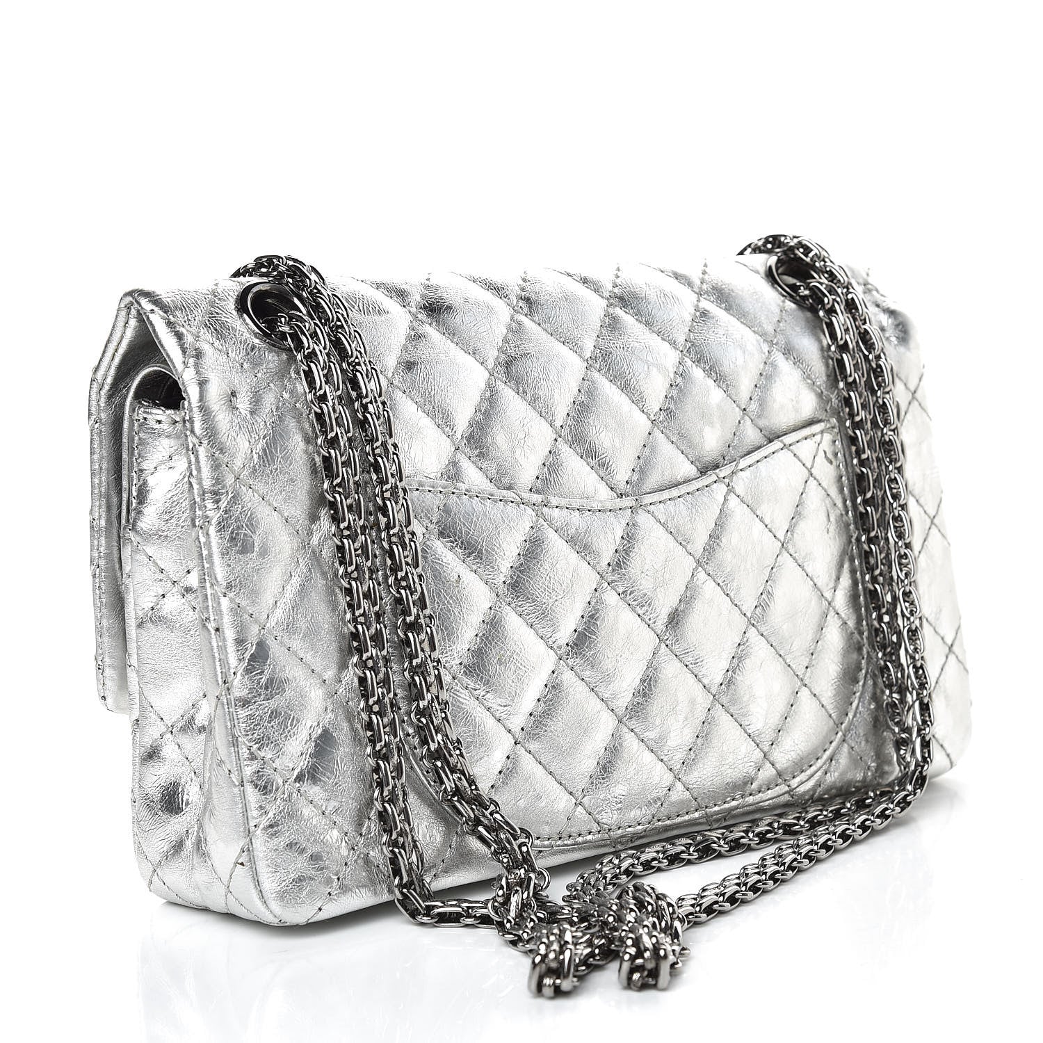 Chanel Metallic Aged Calfskin Quilted 2.55 Reissue 225 Flap Silver 3 of 16