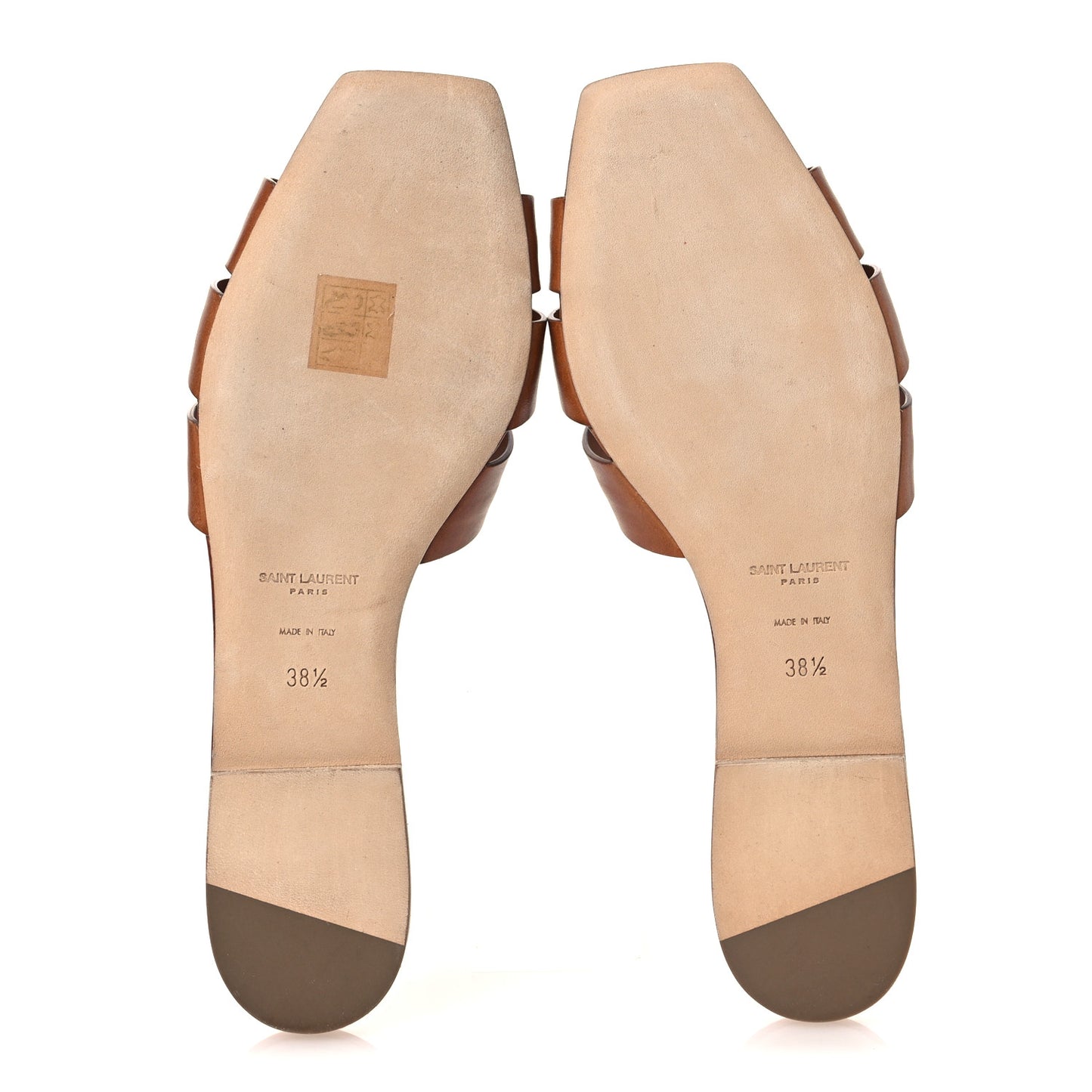 Calfskin Tribute 05 Slide Sandals 38.5 Amber