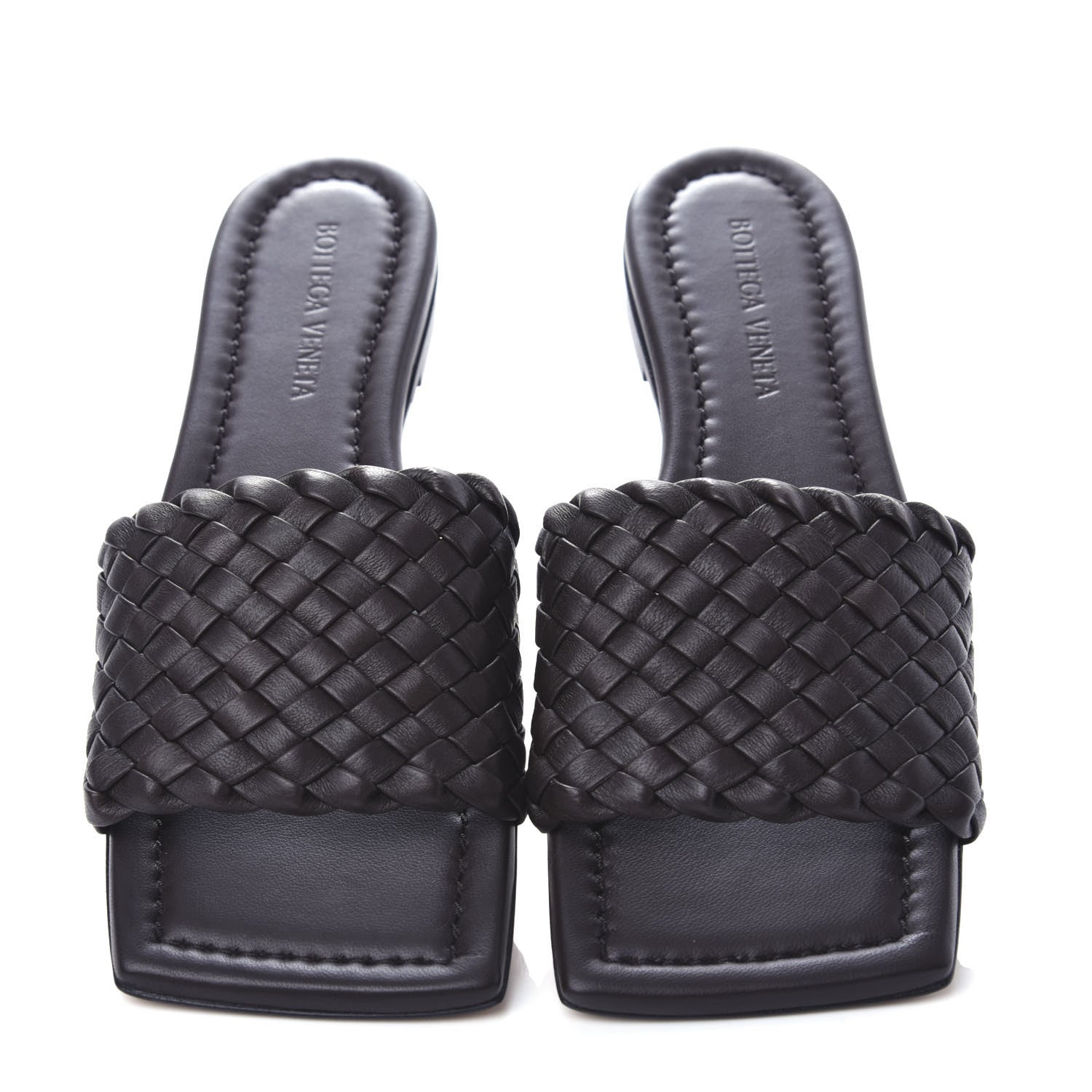 Bottega Veneta Nappa Intrecciato Squared Toe Flat Sandals 36 Espresso 5 of 10
