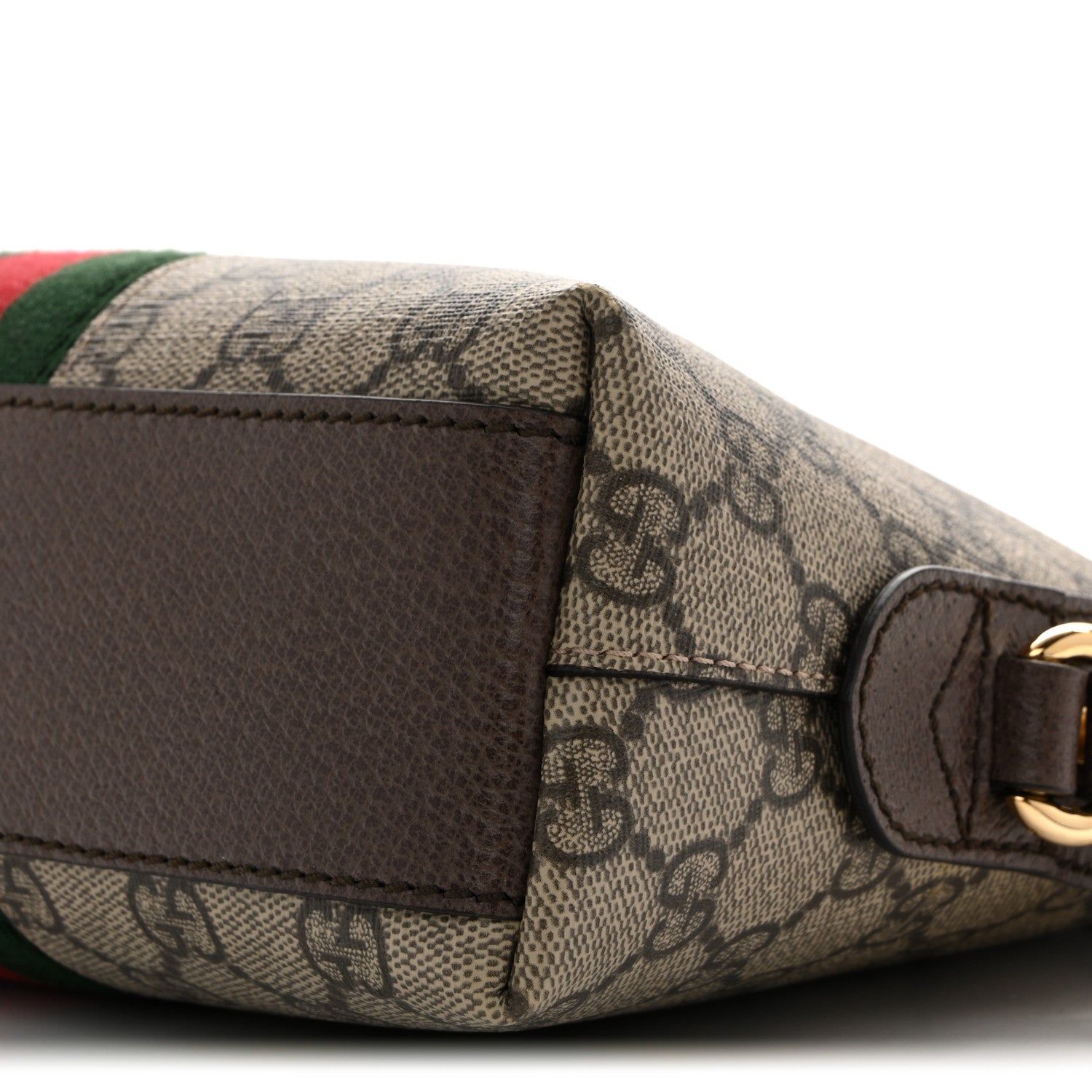 Gucci GG Supreme Monogram Textured Dollar Calfskin Web Small Ophidia Dome Shoulder Bag Beige Ebony New Acero 10 of 14