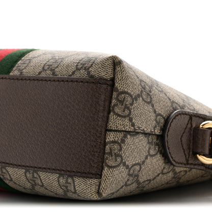 Gucci GG Supreme Monogram Textured Dollar Calfskin Web Small Ophidia Dome Shoulder Bag Beige Ebony New Acero 10 of 14