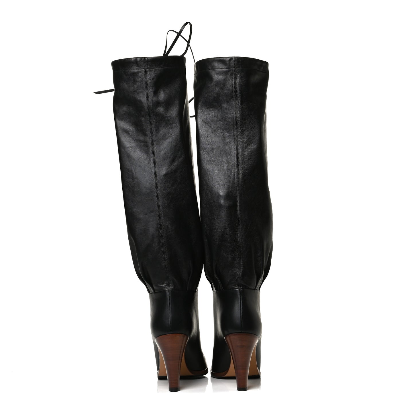 Deauville Calfskin Cinched Knee High Boots 39.5 Black