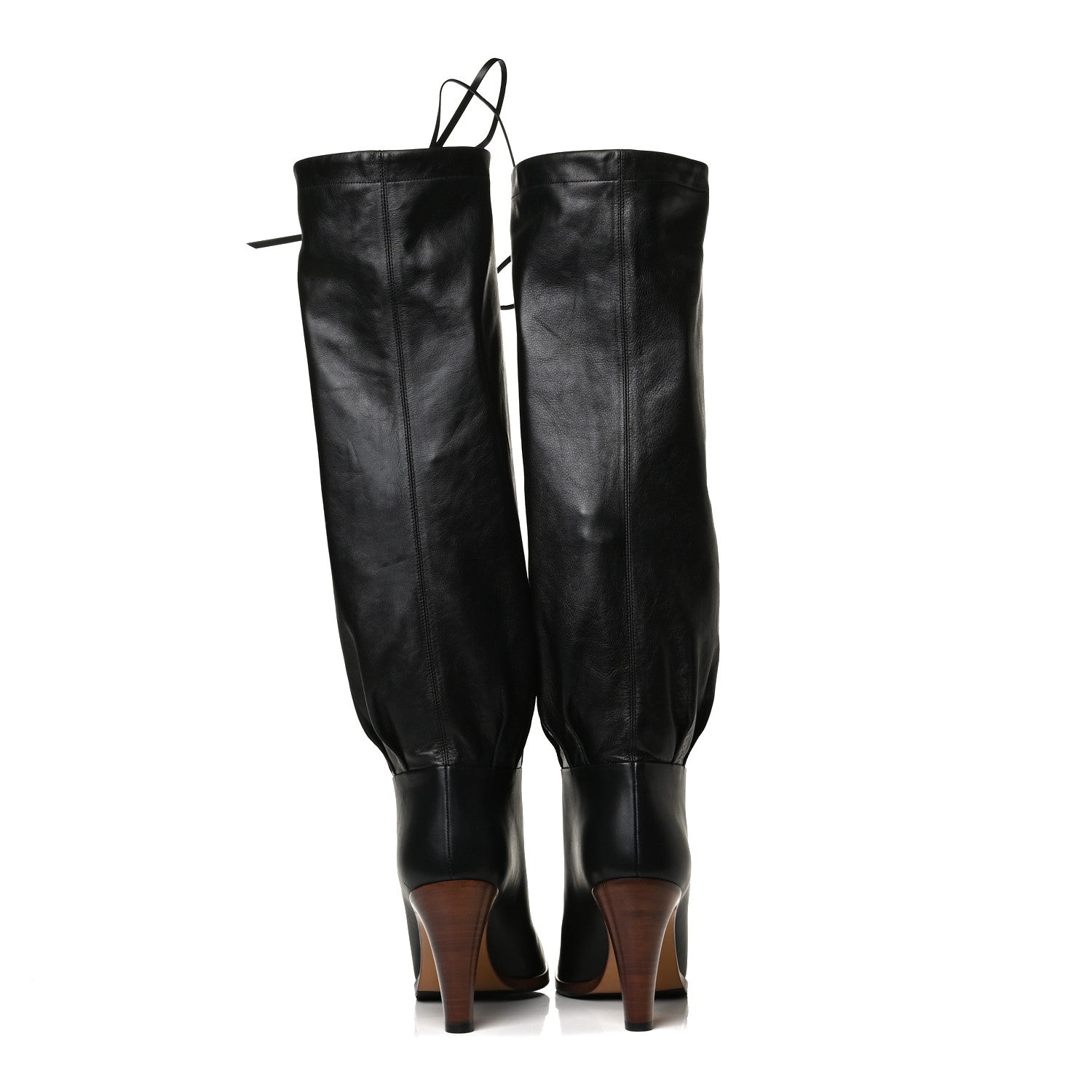 Gucci Deauville Calfskin Cinched Knee High Boots 39.5 Black 6 of 11